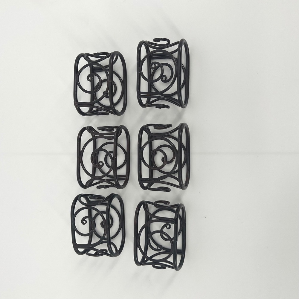 Wire Scroll Metal Napkin Rings Black Set of 6 Vintage Table Decor Pier 1 Imports
